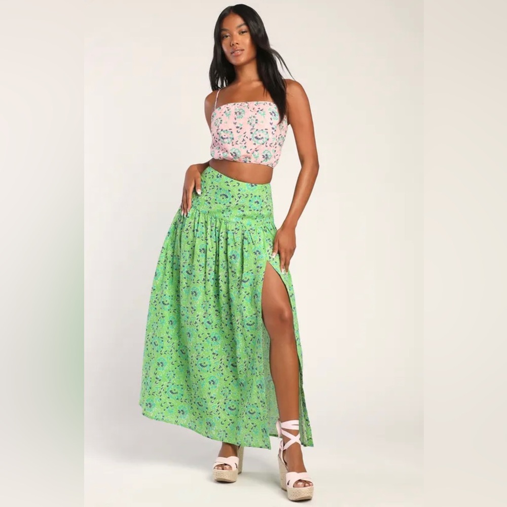 Lulu’s Best Matched Pink & Green Two-Piece Maxi Dress